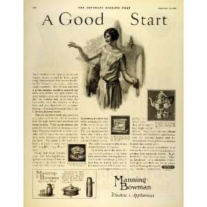  1925 Ad Electric Waffle Iron Percolators Manning Bowman 