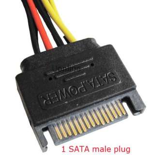 15 Pin SATA Male To 2 Female HDD Power Cable Splitter  