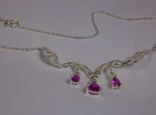 Custom Pink Sapphire Necklace and Earrings  