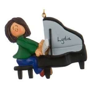  Personalized Piano Player   Female Christmas Ornament 