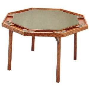  Solid Ranch Oak Octagonal Poker Table with Green Vinyl Top 