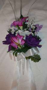 BRIDES SILK BOUQUET   OR USE FOR BRIDESMAIDS, PEW OR CHAIR DECORATIONS 