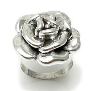 Sterling Silver Large Rose Ring JC309 SIZE 6  