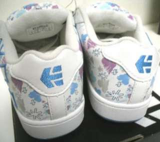 NEW white blue ETNIES Girls KIDS FADER skate Shoes 5  