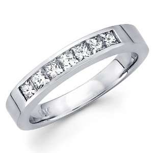 Gold 9 Stone Princess cut Diamond COMFORT FIT Anniversary Wedding Ring 