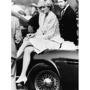 Princess Diana Sitting on Prince Charles Aston Martin Car at Smiths 