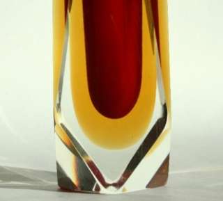 Beautiful Retro c70s Murano Sommerso Faceted Art Glass Vase 