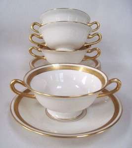 Four Early 1900s Lenox Gold Trimmed Cream Soups J 51  