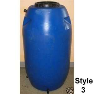  55 Gallon Blue Rain Barrel with Spigot and Overflow Style 