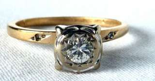   DECO14K YELLOW GOLD DIAMOND SOLITAIRE ENGAGEMENT RING~SIZE 5.25  