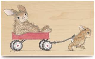 Wagon Ride House Mouse Mounted Rubber Stamp HMVR 1006  