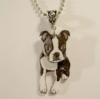 Boston Terrier Wiggly Head Pendant on 24 in. Ball Chain  