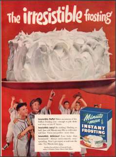 1955 MINUTE MAN INSTANT FROSTING AD~Vintage Baking~Food  