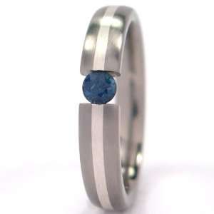   Ring w/ Silver Inlay, Blue Sapphire Bands, Free Sizing 4.5 11 Rumors
