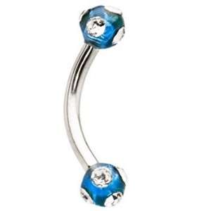  Blue Acrylic Tiffany Gem Eyebrow Ring Jewelry