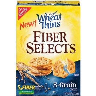 Wheat Thins, Fiber Select, 5 Grain, 8 Ounce Boxes (Pack of 6) ~ Wheat 