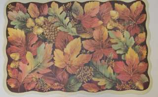 Thanksgiving Fall Halloween Vinyl Placemats Pumpkins Leaves Turkey 4 