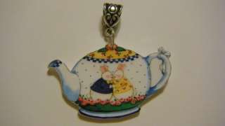 Country Rabbits bunnies teapot Pendant Charm Jewelry  