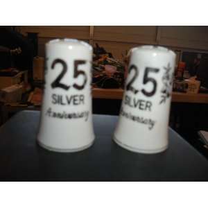   25th SILVER ANNIVERSARY Salt & Pepper Shakers H 734 