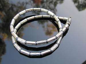 Tiffany & Co RARE Silver Hematite Carved Etched Bead Necklace  