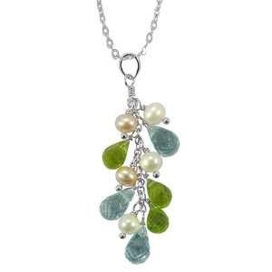   Freshwater Cultured Pearl with Semi Precious Stones Pendant Necklace