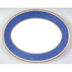  Blue Oval Serving Platter, Fine China Dinnerware