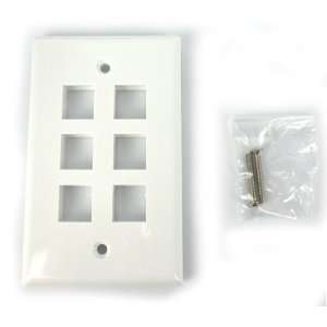  Sewell Wall Plate with 6 Keystone Ports, 1 Gang, White 