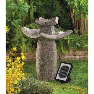    Asian Temple Dual Power Solar Water Garden Fountain