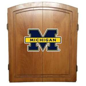 Michigan Wolverines Dart W/Bristle Board Cabinet  Sports 