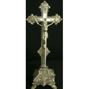   Antique French Art Nouveau Standing Crucifix Cross 