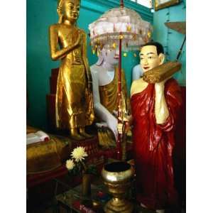  Statues with Lamp Shade, Yangon, Myanmar (Burma) Stretched 