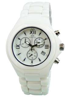   ON811 MWH Mens White Ceramic Swiss Quartz Chronograph Watch  