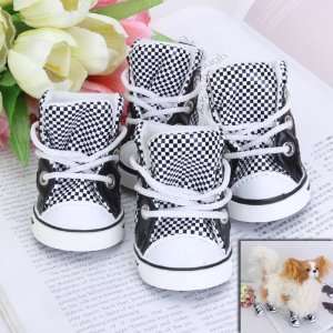   and White Check Pet Dog Boots Shoes Sneakers Size 4