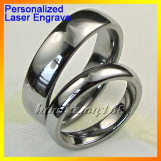6mm His Hers Dome Tungsten Pair Ring Wedding Band Set  