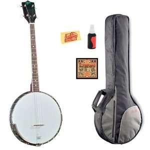   String Tenor Banjo Bundle with Gig Bag, Strings, Polish, and Polishing
