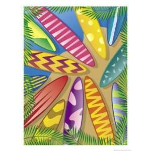  Texture, Surfboards, Grouped Elements Giclee Poster Print 