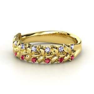  Laurel Ring, 14K Yellow Gold Ring with Tanzanite & Ruby Jewelry