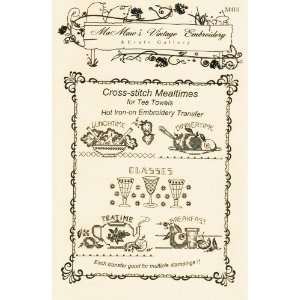  Cross stitch Mealtimes for Tea Towels Hot Iron Embroidery 