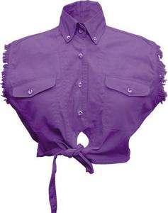 Ladies Sleeveless Tie up Shirt 100% Cotton Twill Purple