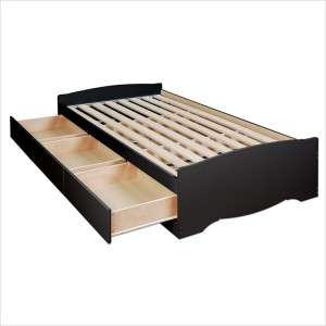 NEW Prepac Black XL Twin Size Platform Storage Bed  