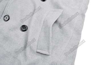 Mens Slim Wool Double Breasted Cowl Collar Trench Coat 2 Color 3 Size 