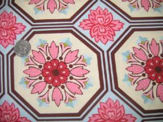GINGER BLOSSOM fabric Breeze Tile Pink Blue floral  