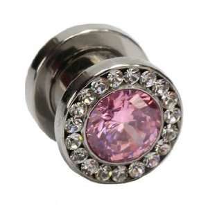  00 Gauge Screw Fit Hollow Tunnel Gauges w/Pink/Clear 