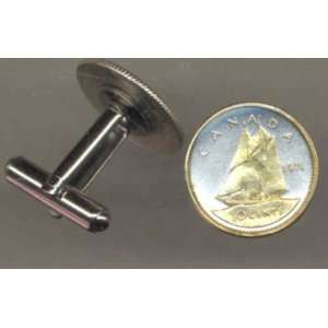   Coin Cufflinks   Canadian 10 cent (Bluenose Sail boat) (U.S. Dime size