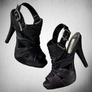 Simply Vera Wang Womens Black Platform Open Toe Ankle Strap Heels Size 