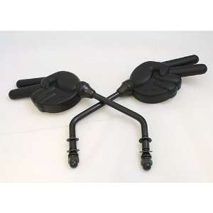  BLACK ABS VICTORY MIRROR SET FOR HARLEY & METRIC BIKES FOR 