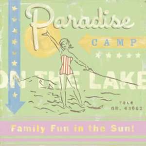  Paradise Camp   Water Ski Canvas Reproduction