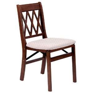  Stakmore Lattice Back Wood Folding Chair with Upholstered 